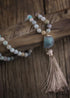 Boho Necklace, RH Rose Quart Amazonite, Oval Tassel Pink Natural Stone